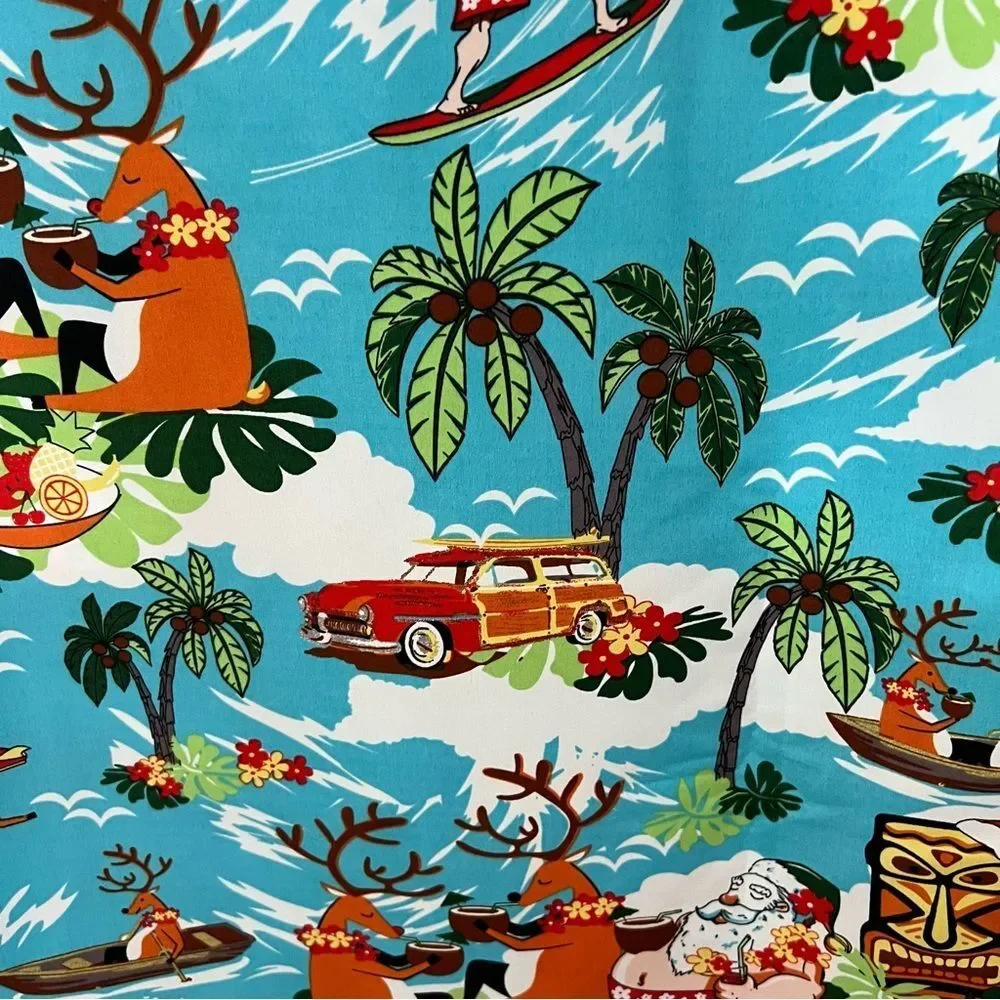 SSLR Surfs Up Santa Ugly Christmas Hawaiian Shirt --‎ M